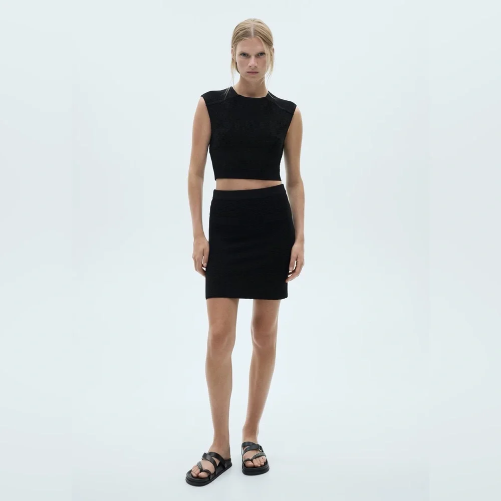 Mango Black Co-ord set knitted top + miniskirt NWT - Picture 7 of 7